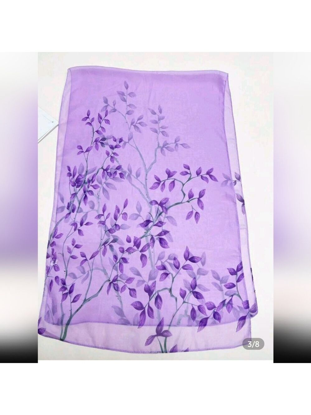 Floral Scarf Loaded With Garden FLOWERS LAVENDER TONES - Picture 6 of 8